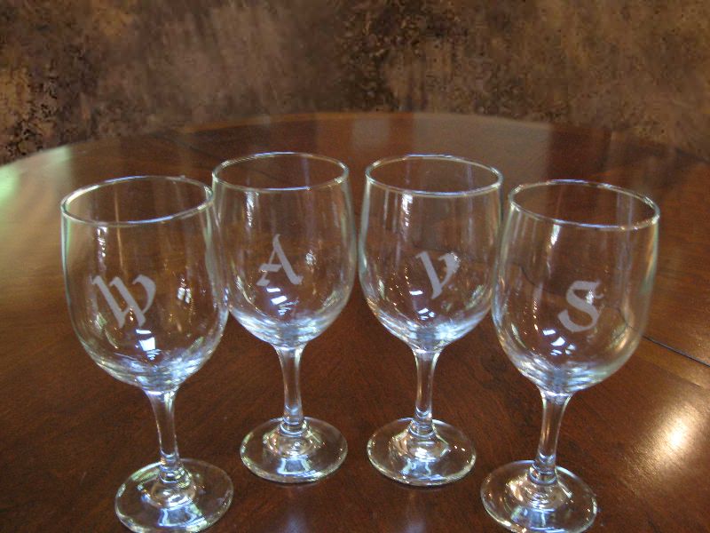 Engraved Wine Glasses with Initials